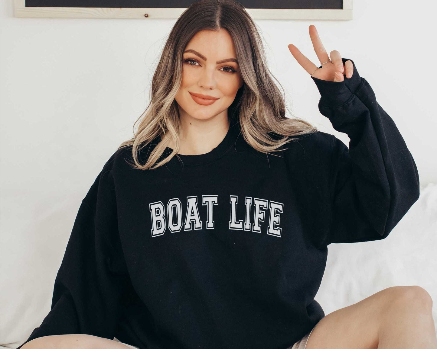 Boat Life Sweatshirt in Black