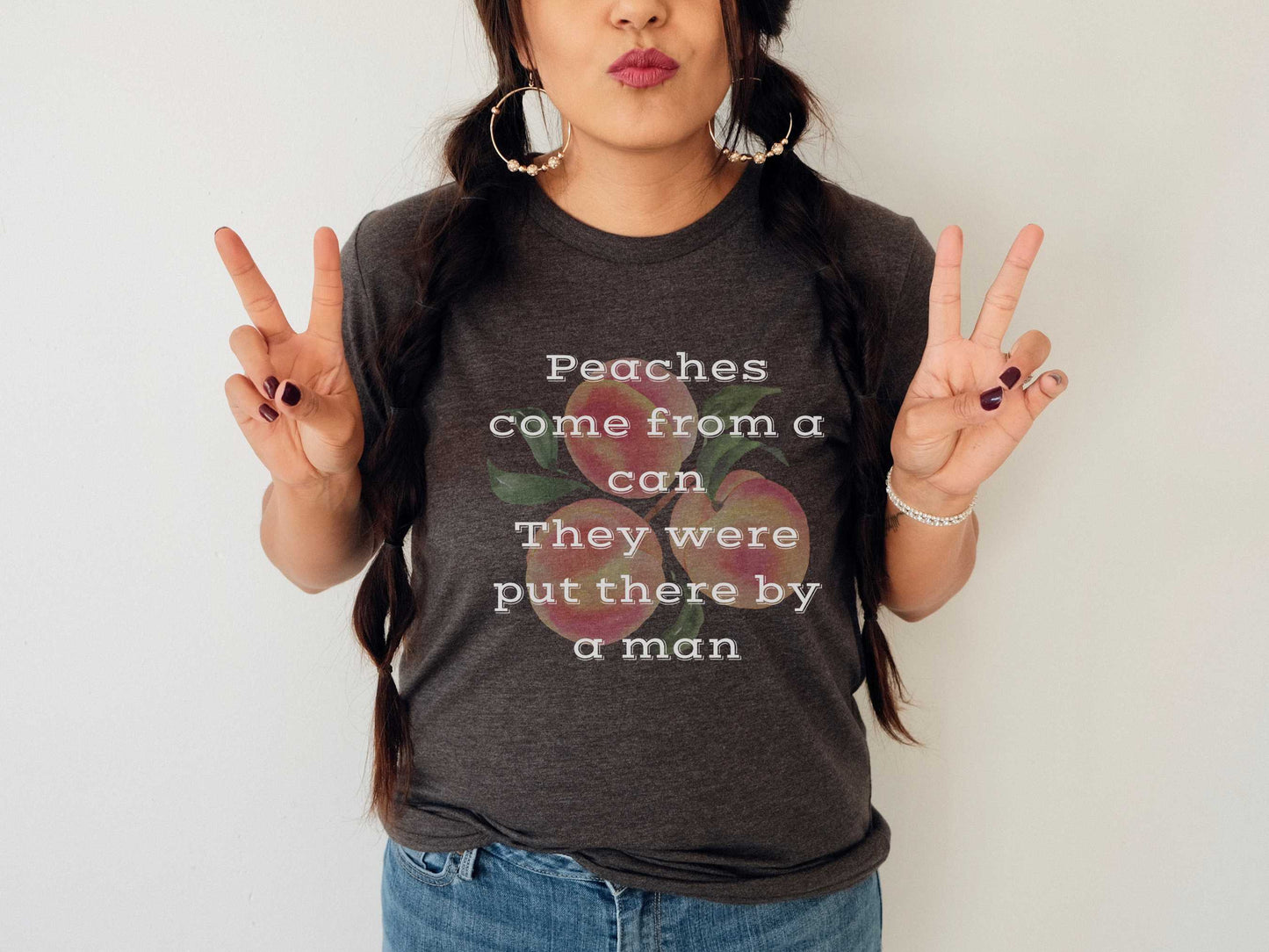 Peaches Come From A Can T-Shirt in Dark Gray Heather