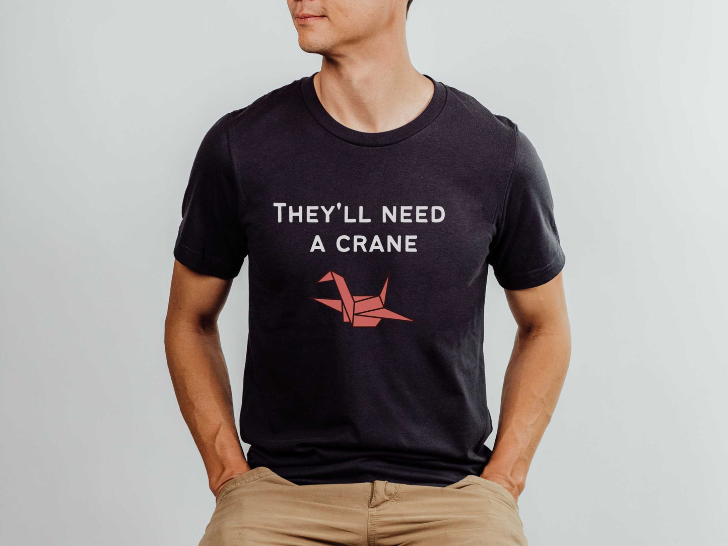 TMBG They'll Need A Crane T-Shirt in Dark Gray Heather