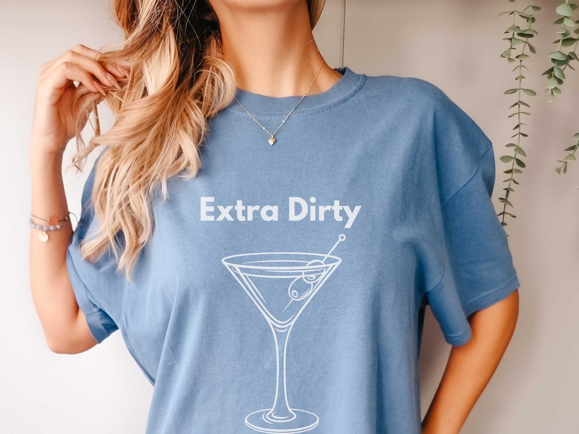 Extra Dirty Martini T-Shirt in Blue Jean