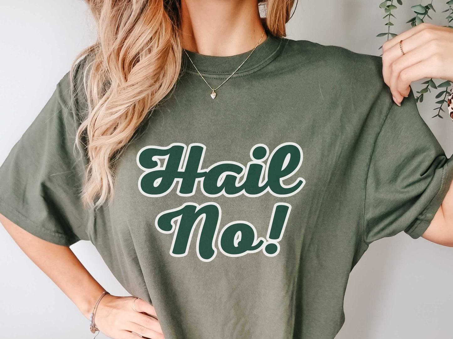 MSU "Hail No" T-Shirt in Moss