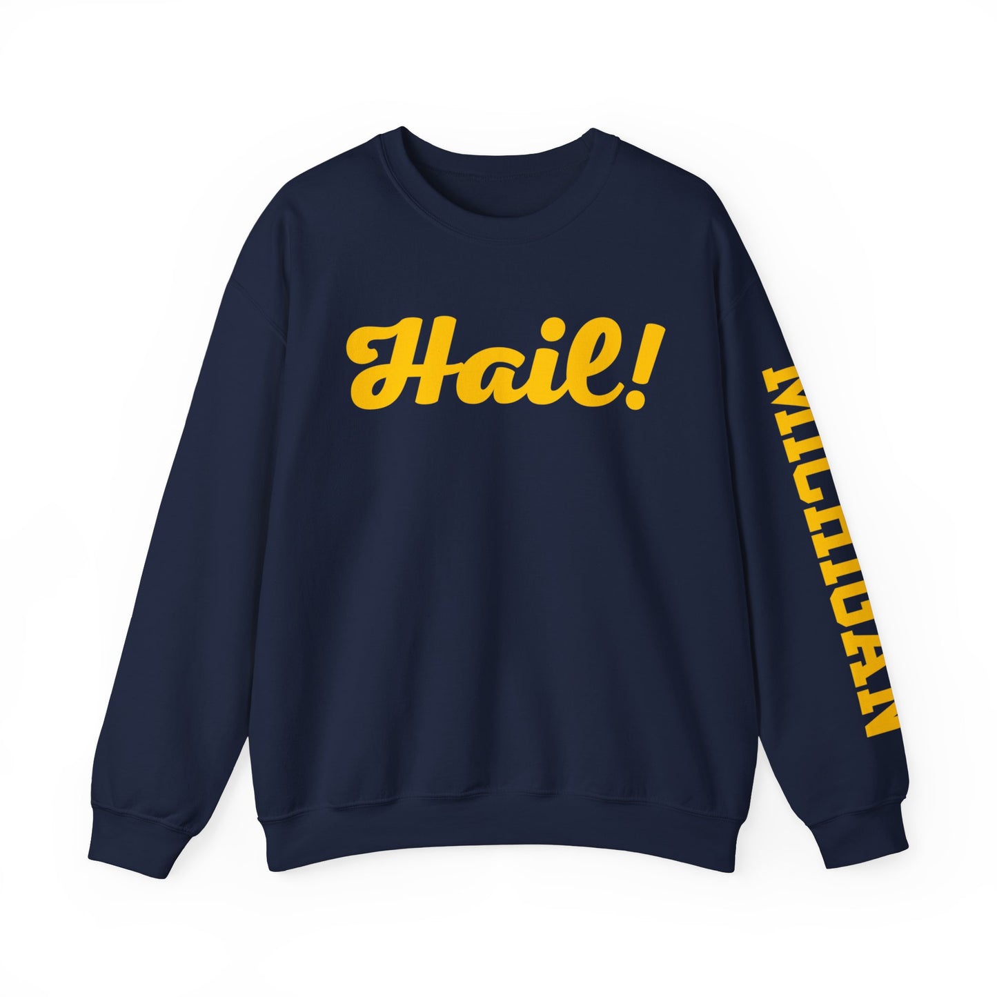 Michigan Hail Sweatshirt in Navy with Sleeve Print