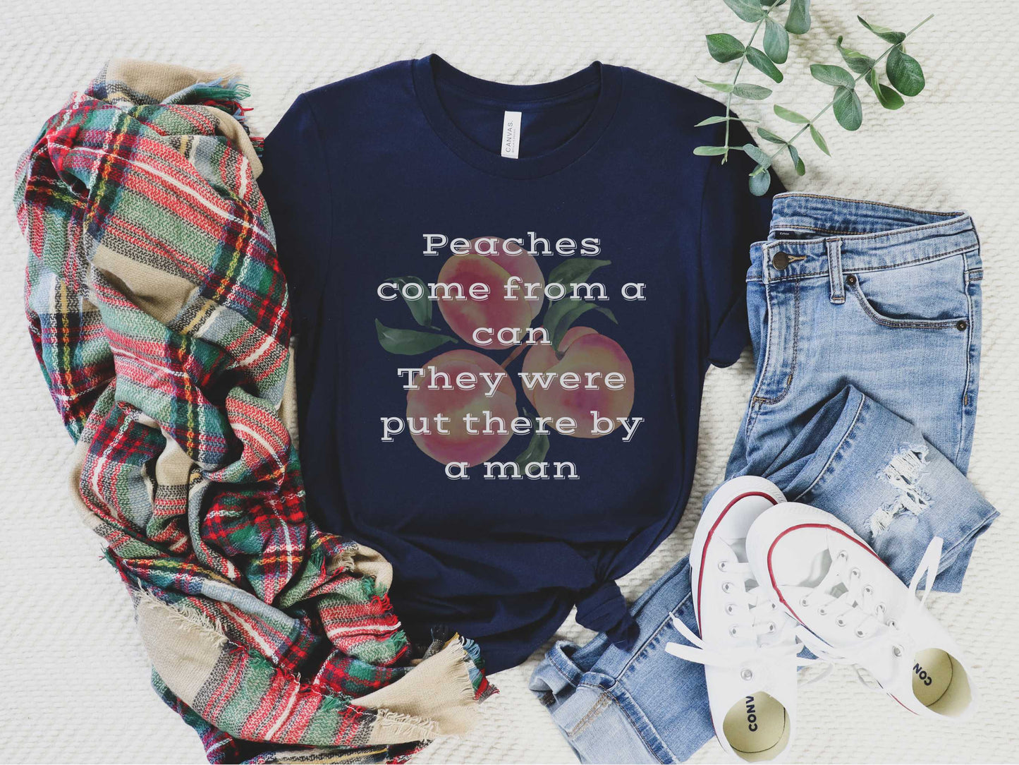 Peaches Come From A Can T-Shirt in Navy