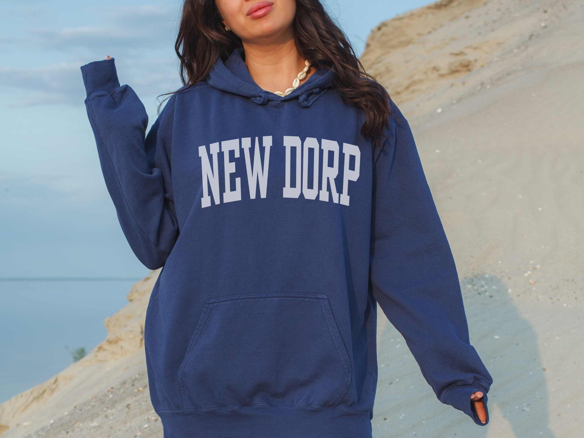 New Dorp Staten Island  Comfort Comfort Colors Hoodie in True Navy