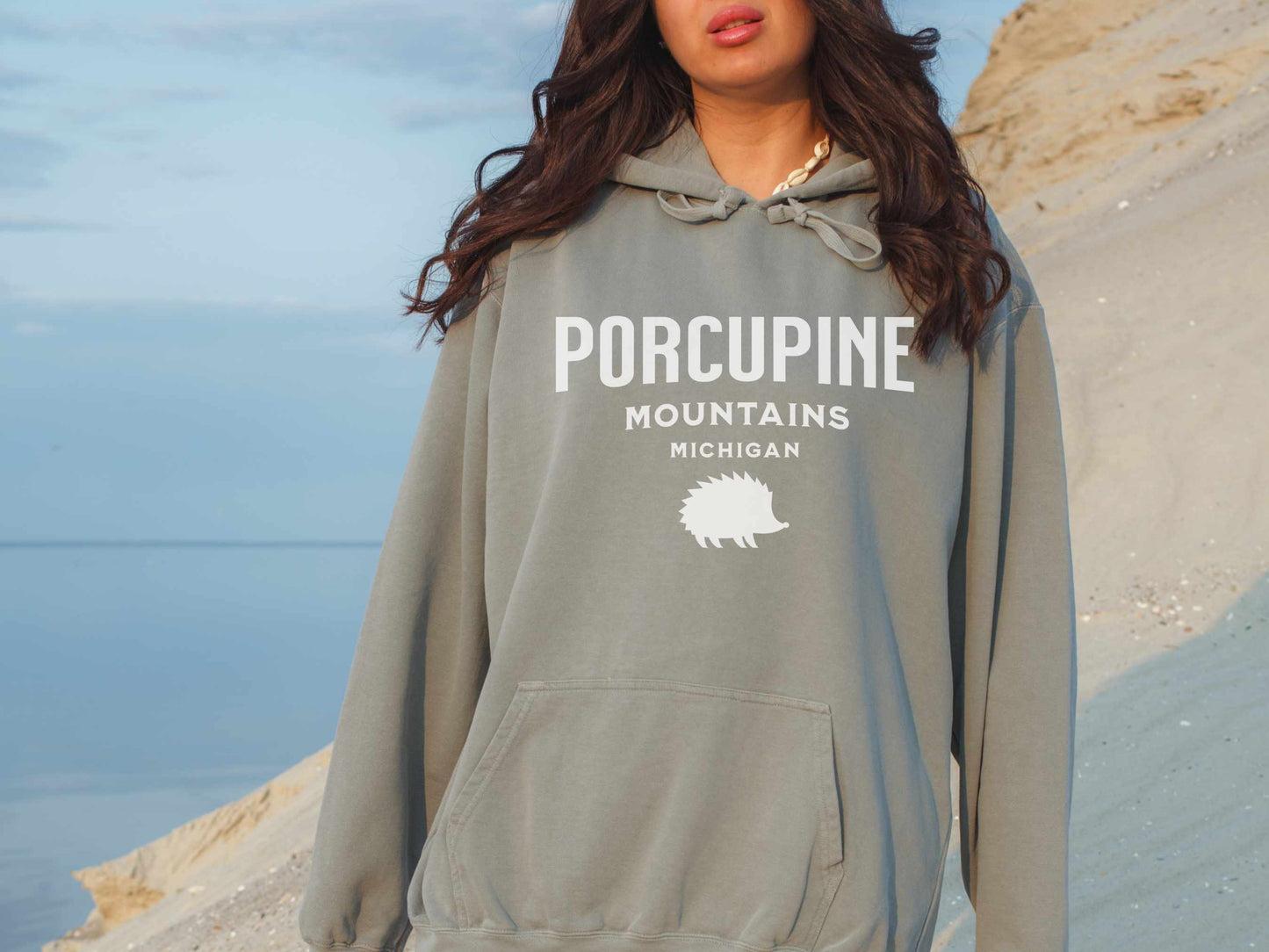 Porcupine Mountains Comfort Colors Hoodie in Gray