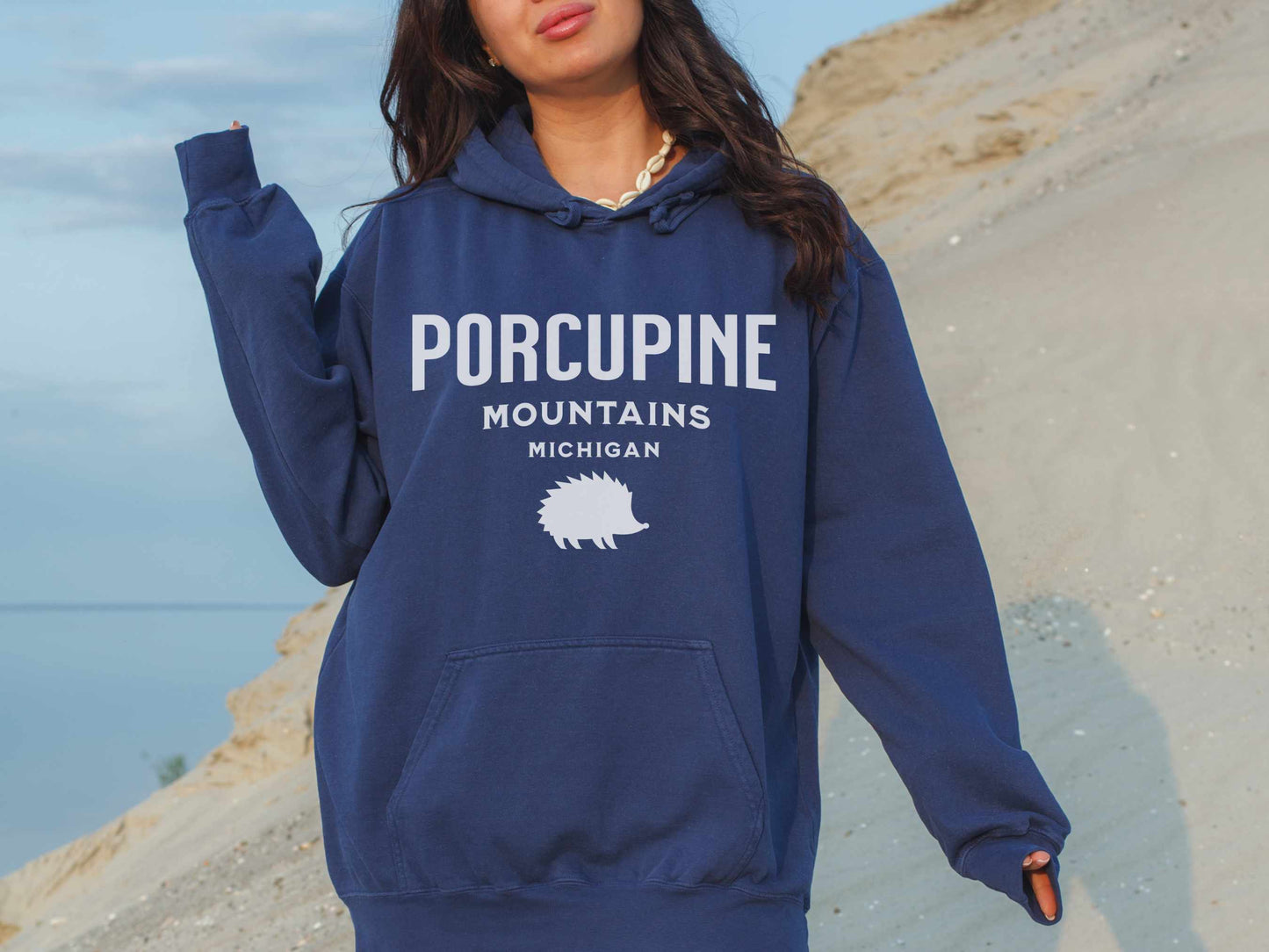 Porcupine Mountains Comfort Colors Hoodie in True Navy