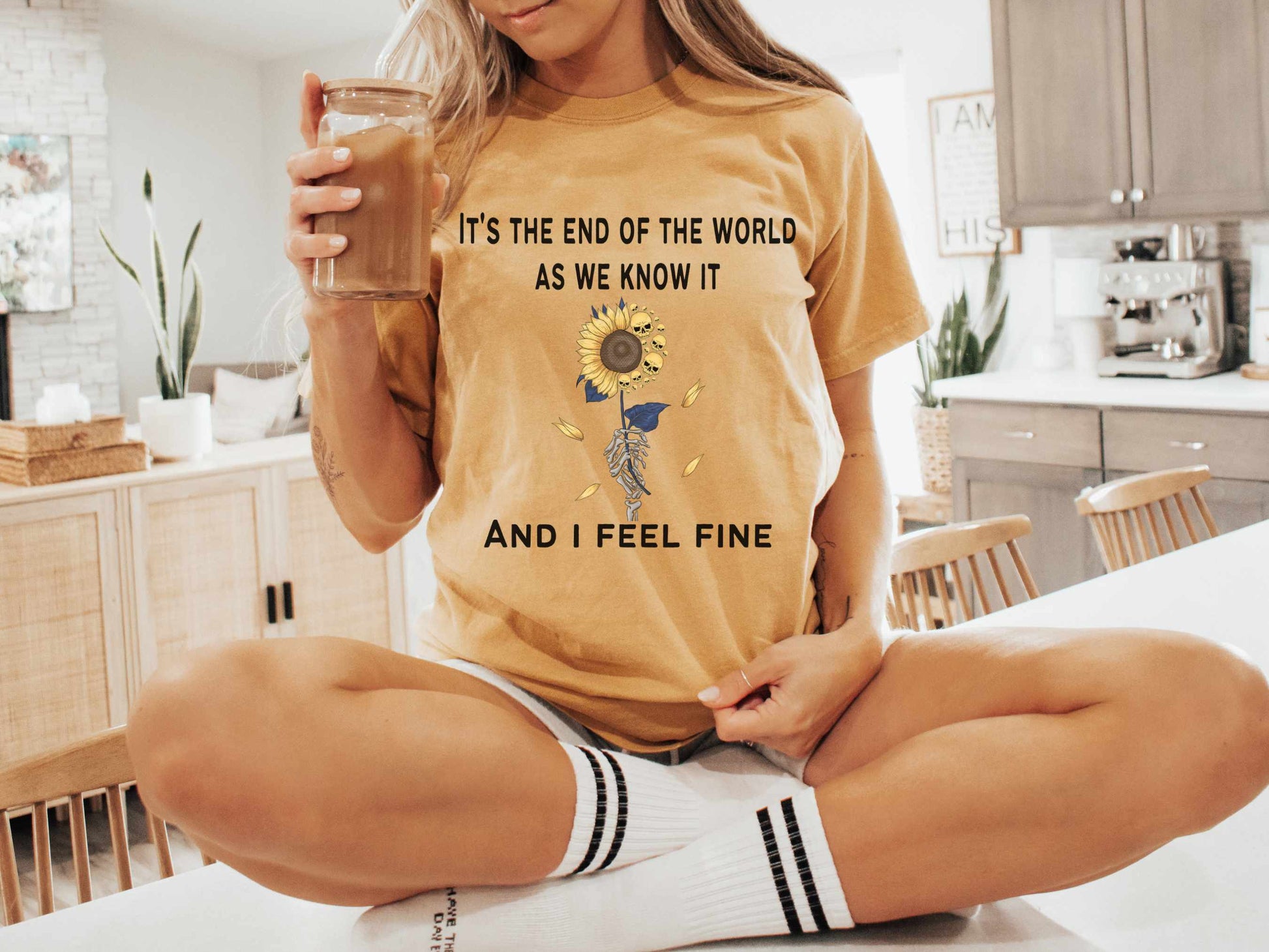R.E.M."End of World" GraphicT-Shirt in Mustard