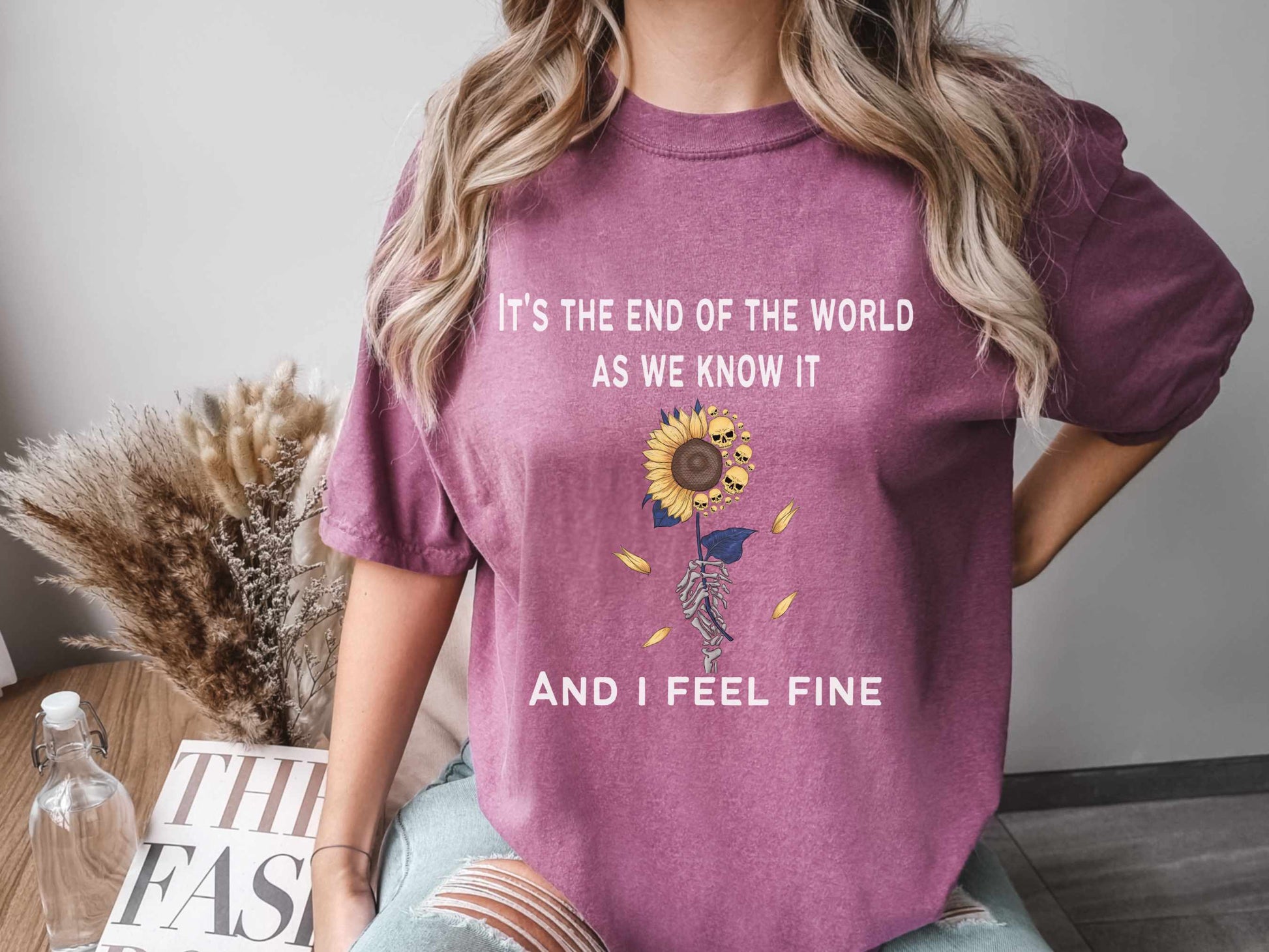 R.E.M."End of World" Graphic T-Shirt in Berry