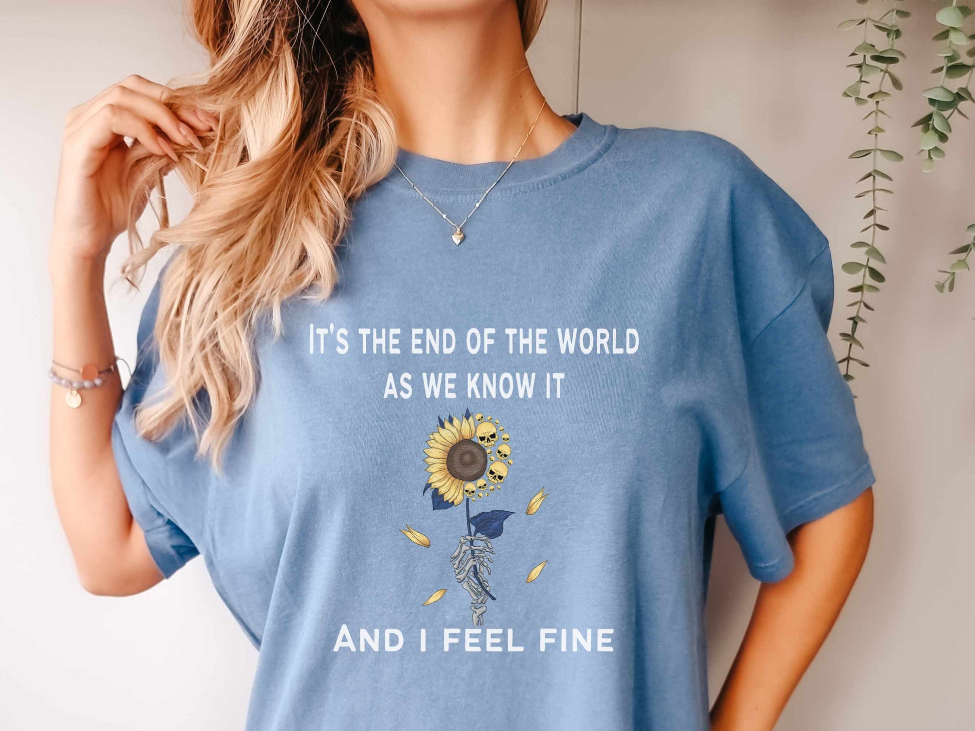 R.E.M."End of World" Graphic T-Shirt in Blue Jean
