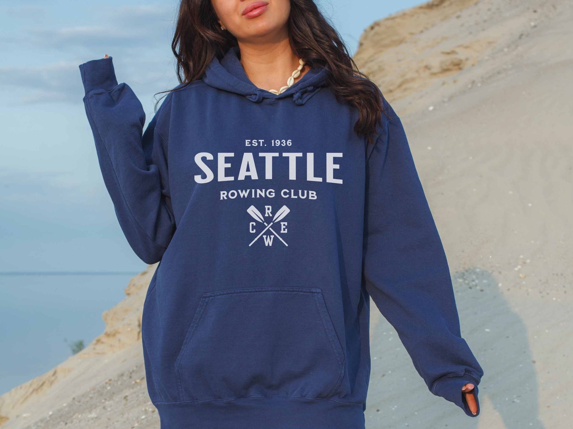 Seattle Rowing Club Comfort Comfort Colors Hoodie in True Navy
