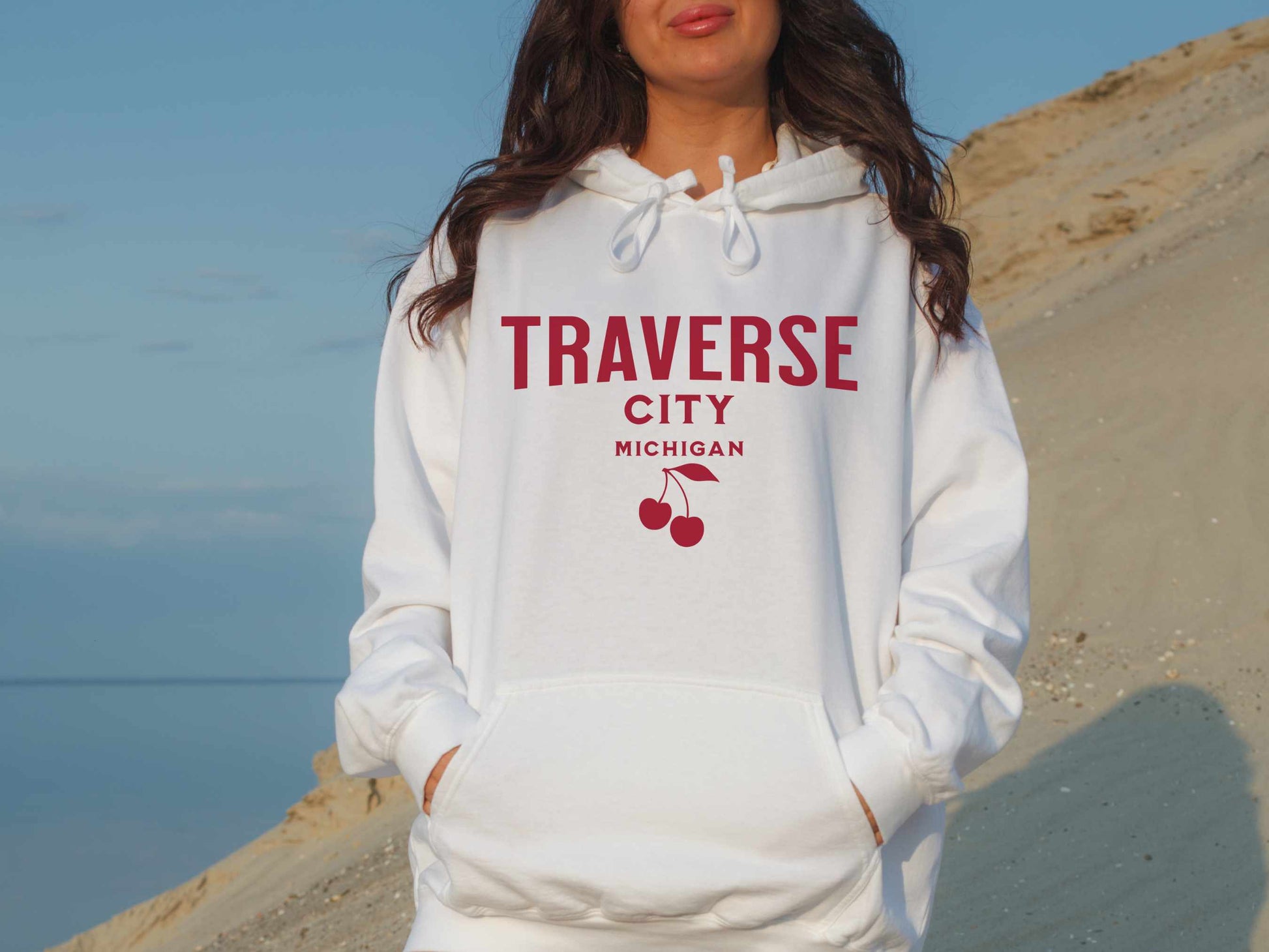 Traverse City Comfort Colors Hoodie in White