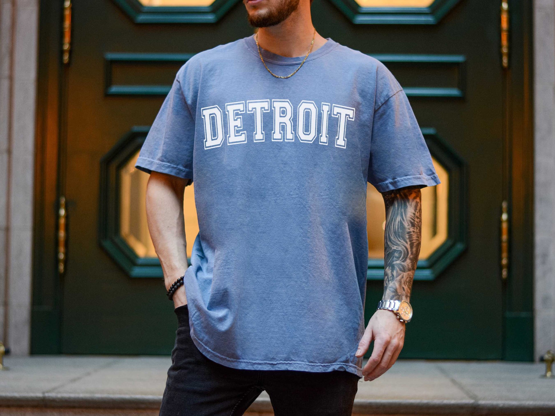 Vintage Detroit T-Shirt in Blue Jean