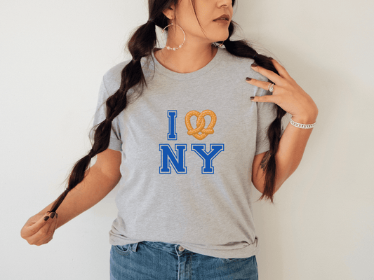 I Love (Pretzel) New York T-Shirt in Athletic Heather