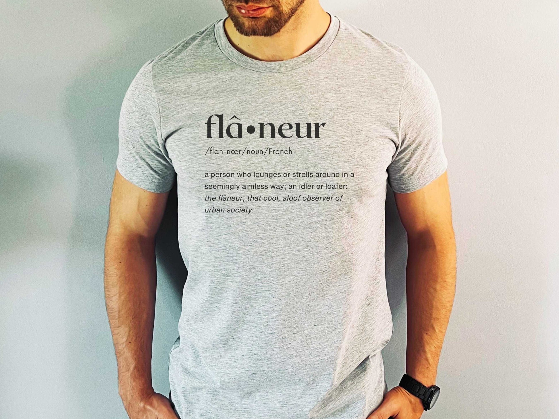Flâneur "Wanderer" French Word T-Shirt in Athletic Heather