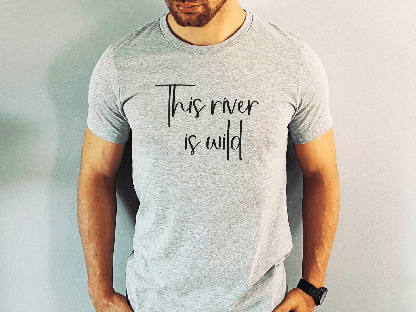 The KIllers "This River is Wild" T-Shirt in Athletic Heather on a male.
