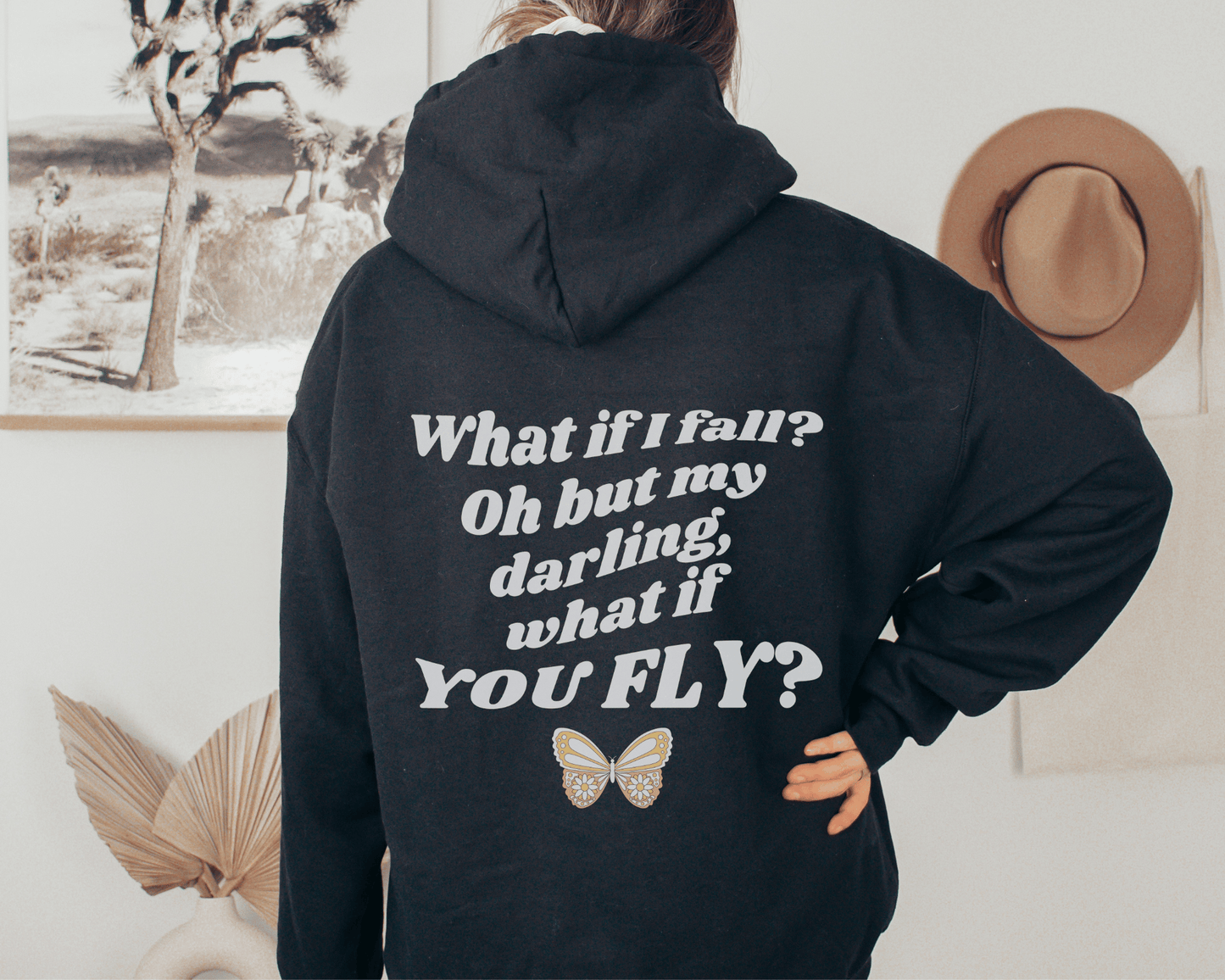 Retro What if You Fly Hoodie in Black