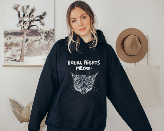 Equal Rights Meow Hoodie in Black