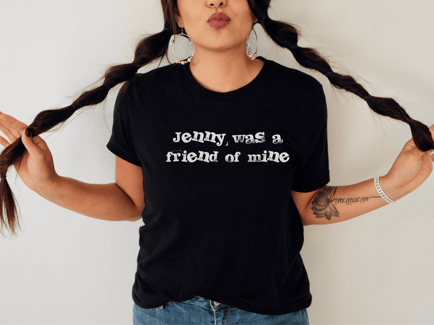 The Killers "Jenny was a Friend of Mine" T-Shirt in Black on a female