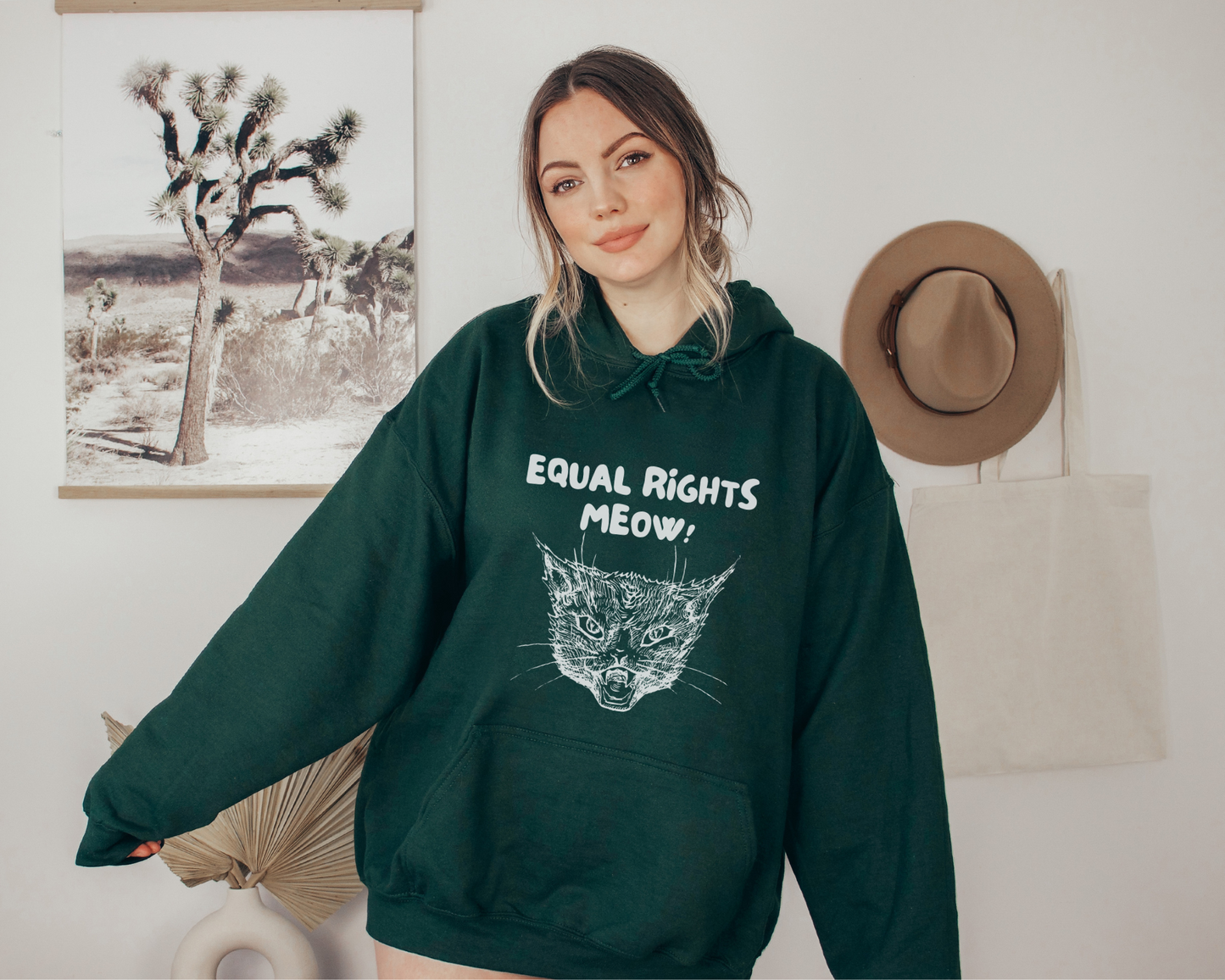 Equal Rights Meow Hoodie in Forest