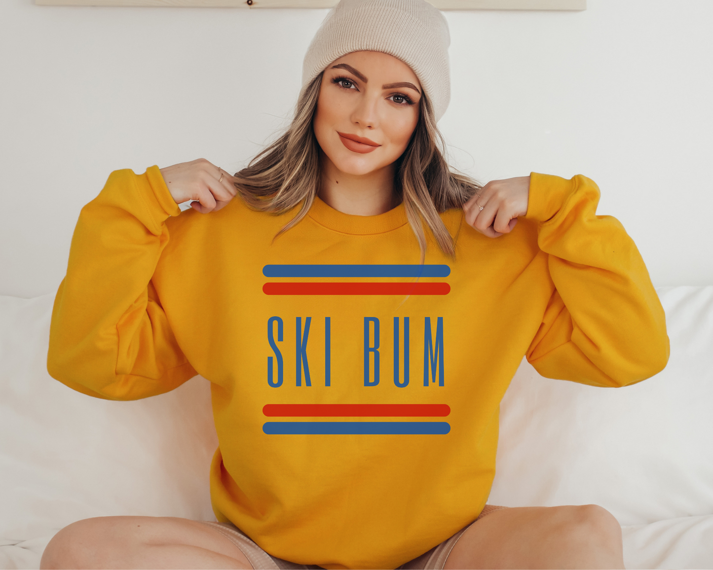Retro Ski Bum Sweatshirt in Gold