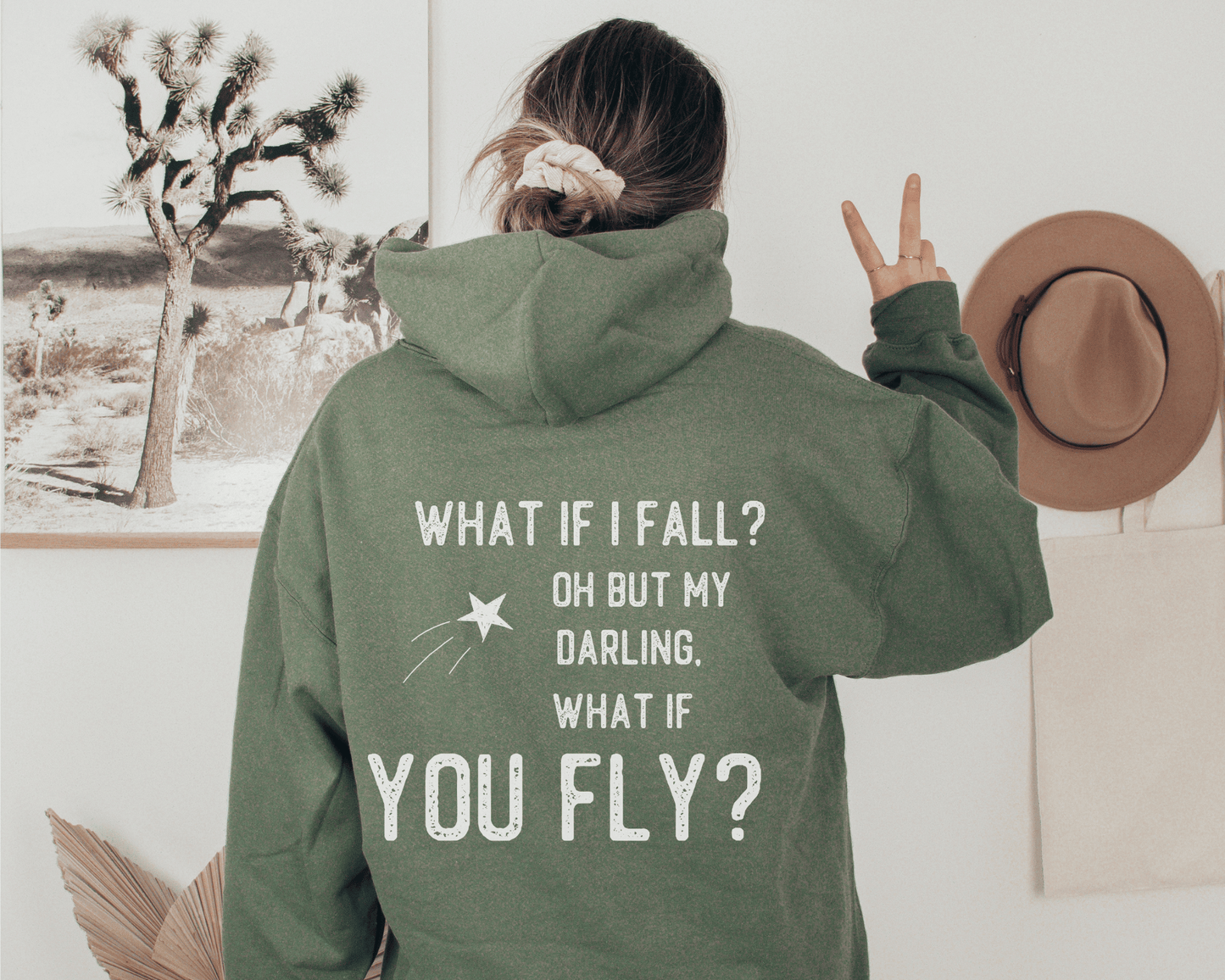What if I Fall Hoodie in Military Green
