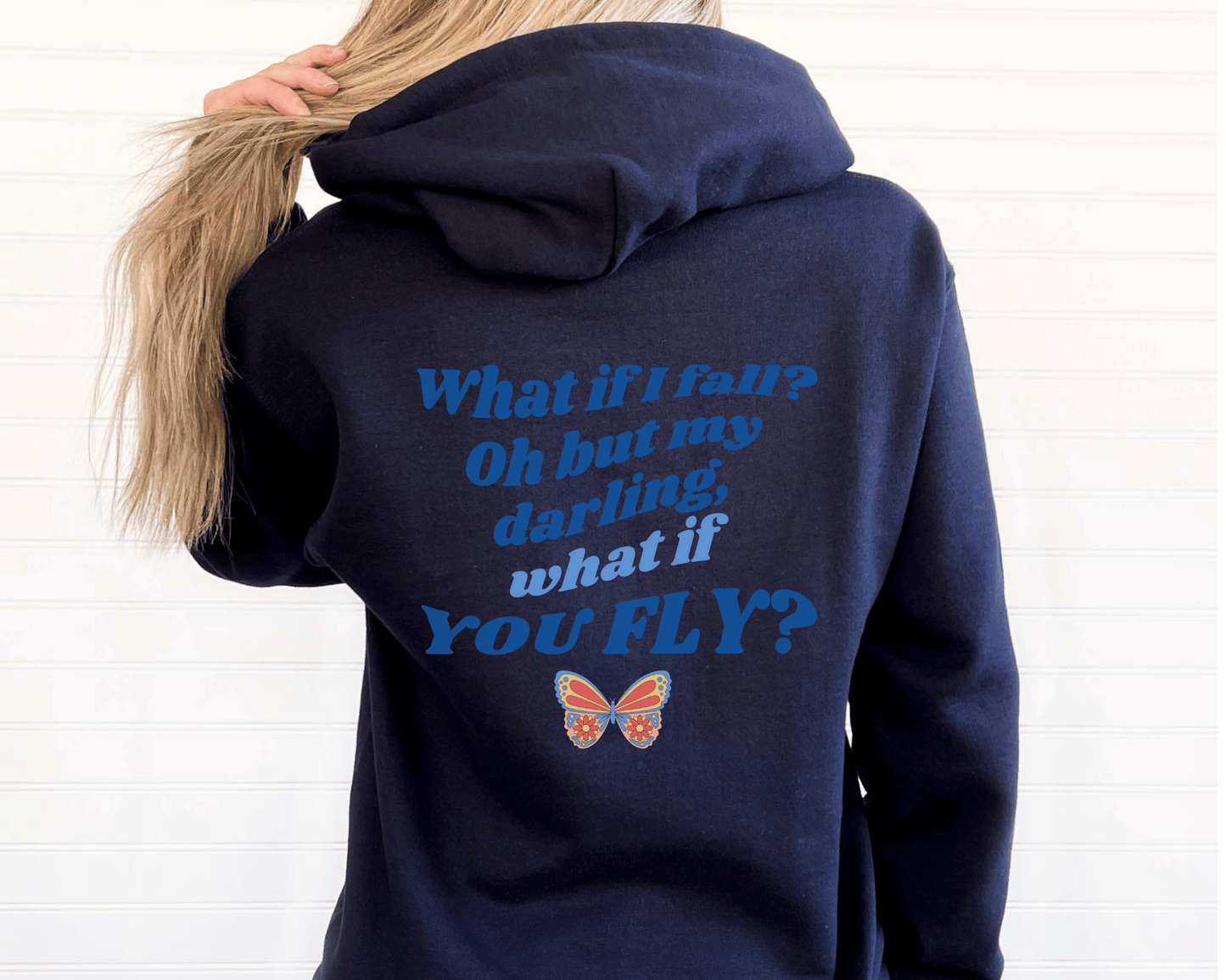 Retro What if You Fly Hoodie in Navy