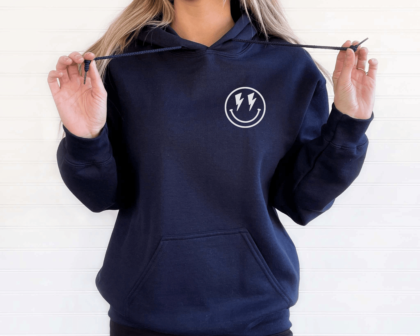 Karma is Only a Bitch if You Are Hoodie in Navy, front of hoodie.
