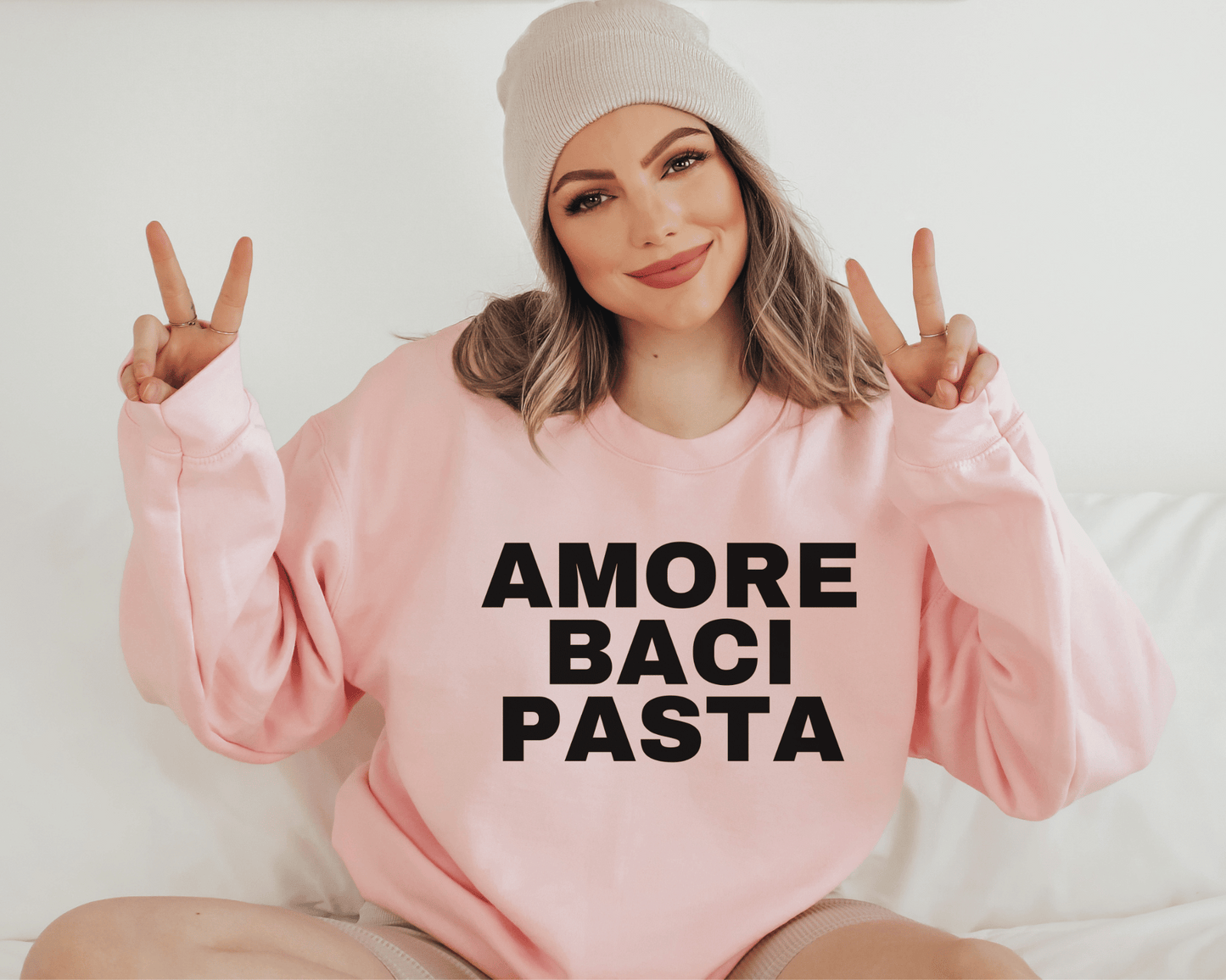 Amore Baci Pasta Sweatshirt in Pink
