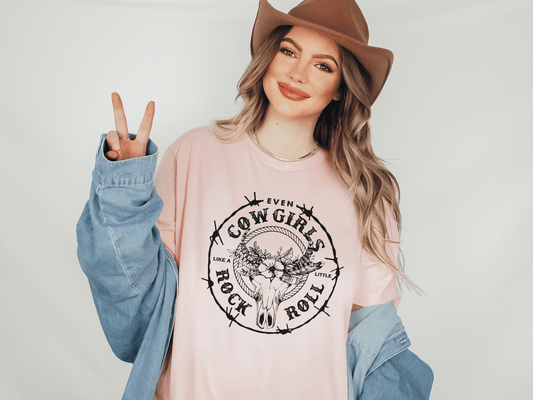 Even Cowgirls Like a little Rock & Roll T-Shirt in Pink