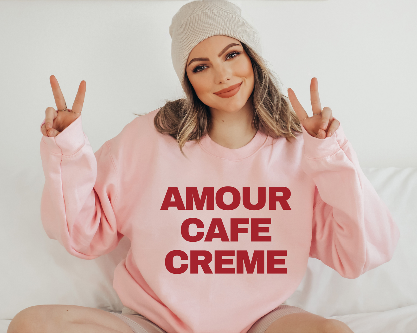 Amour Cafe Creme Sweatshirt in Pink
