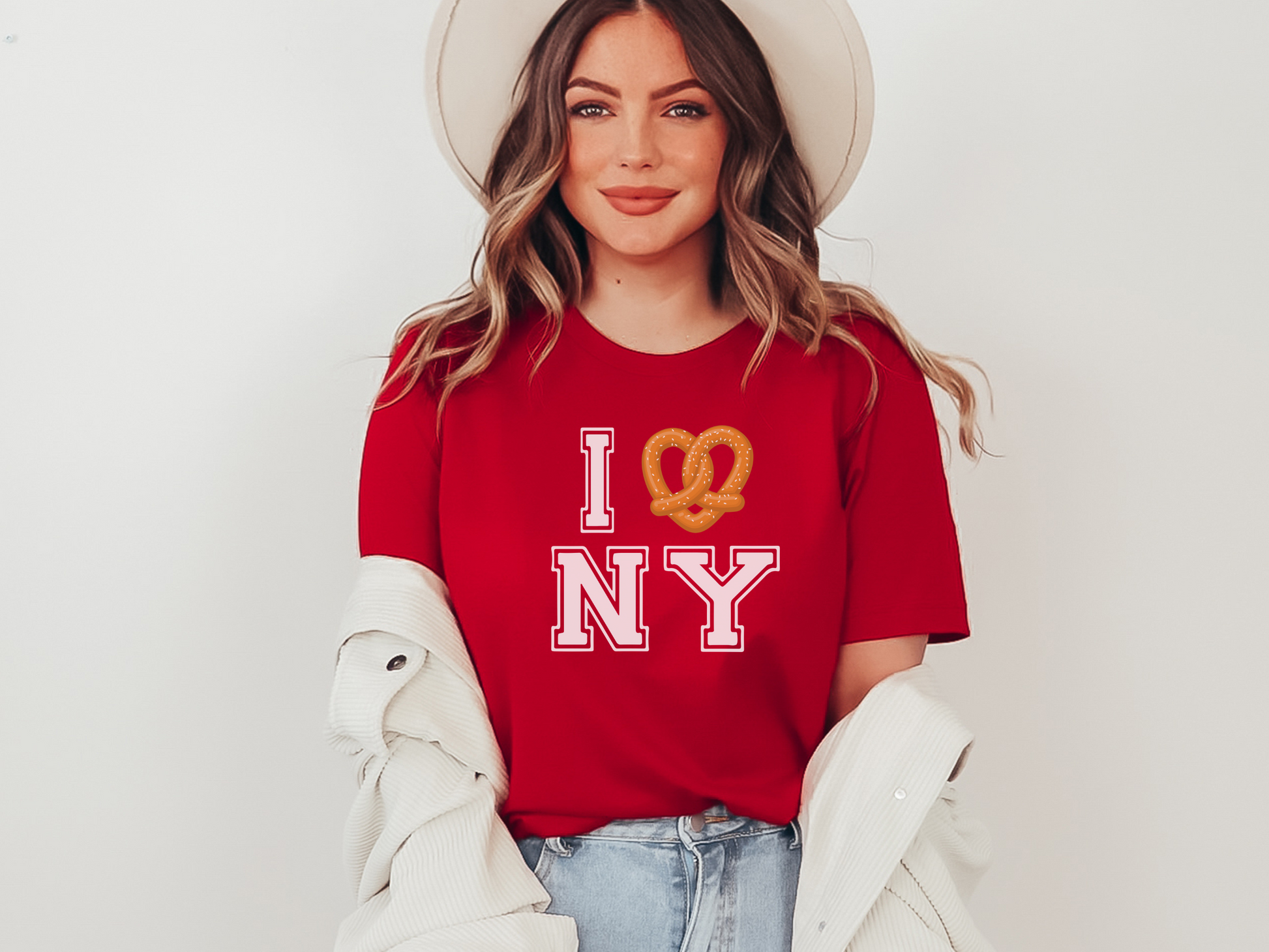 I Love (Pretzel) New York T-Shirt in Red
