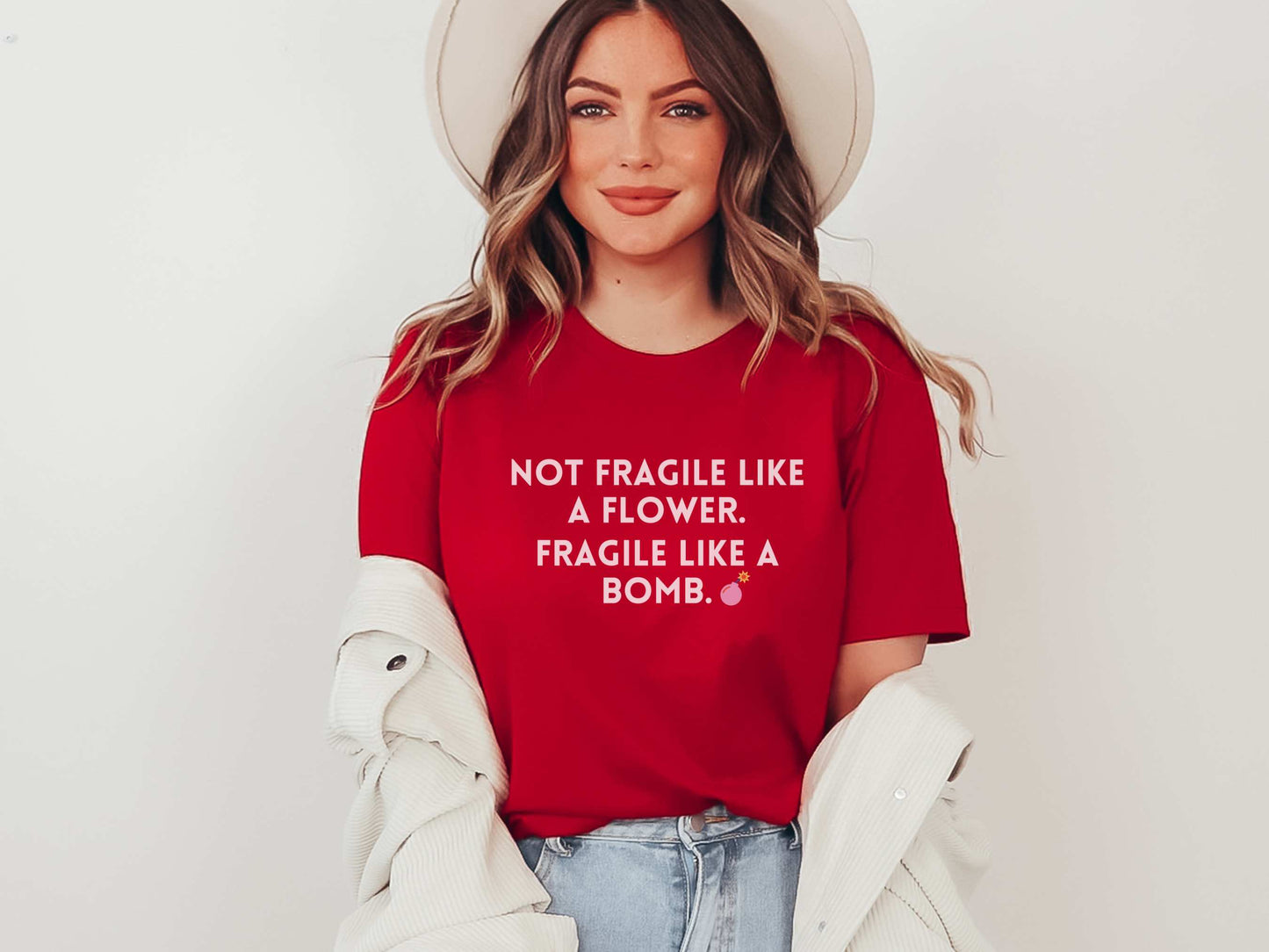 Fragile Like a Bomb Frida Kahlo T-Shirt in Red