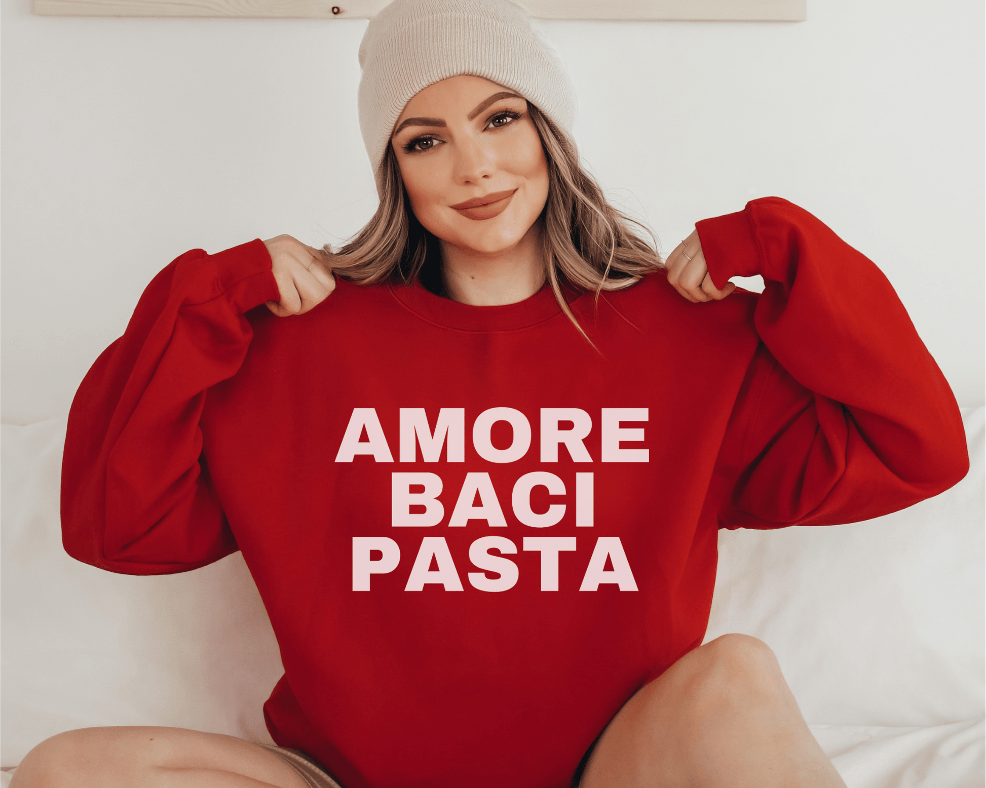 Amore Baci Pasta Sweatshirt in Red
