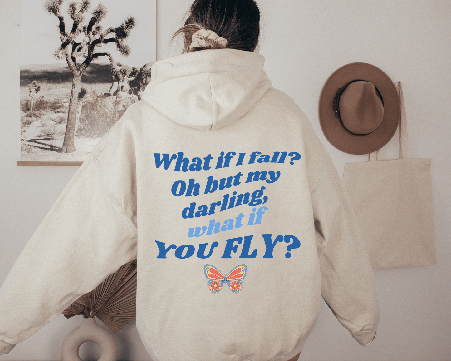 Retro What if You Fly Hoodie in Sand