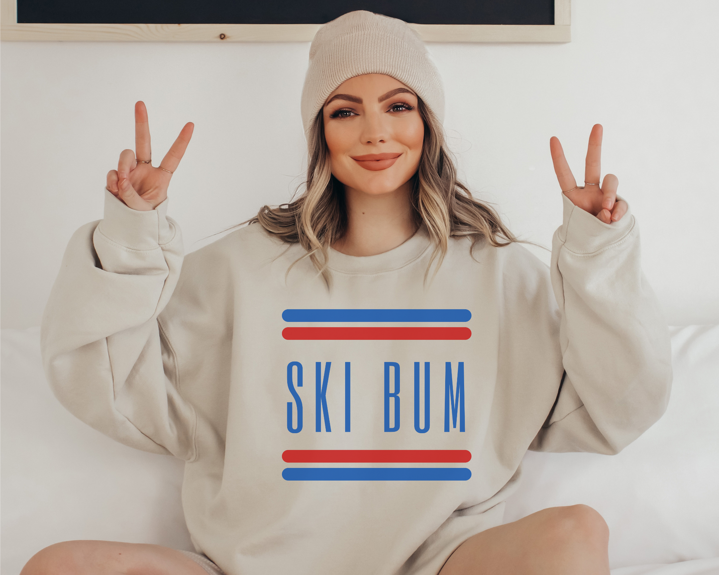 Retro Ski Bum Sweatshirt in Sand