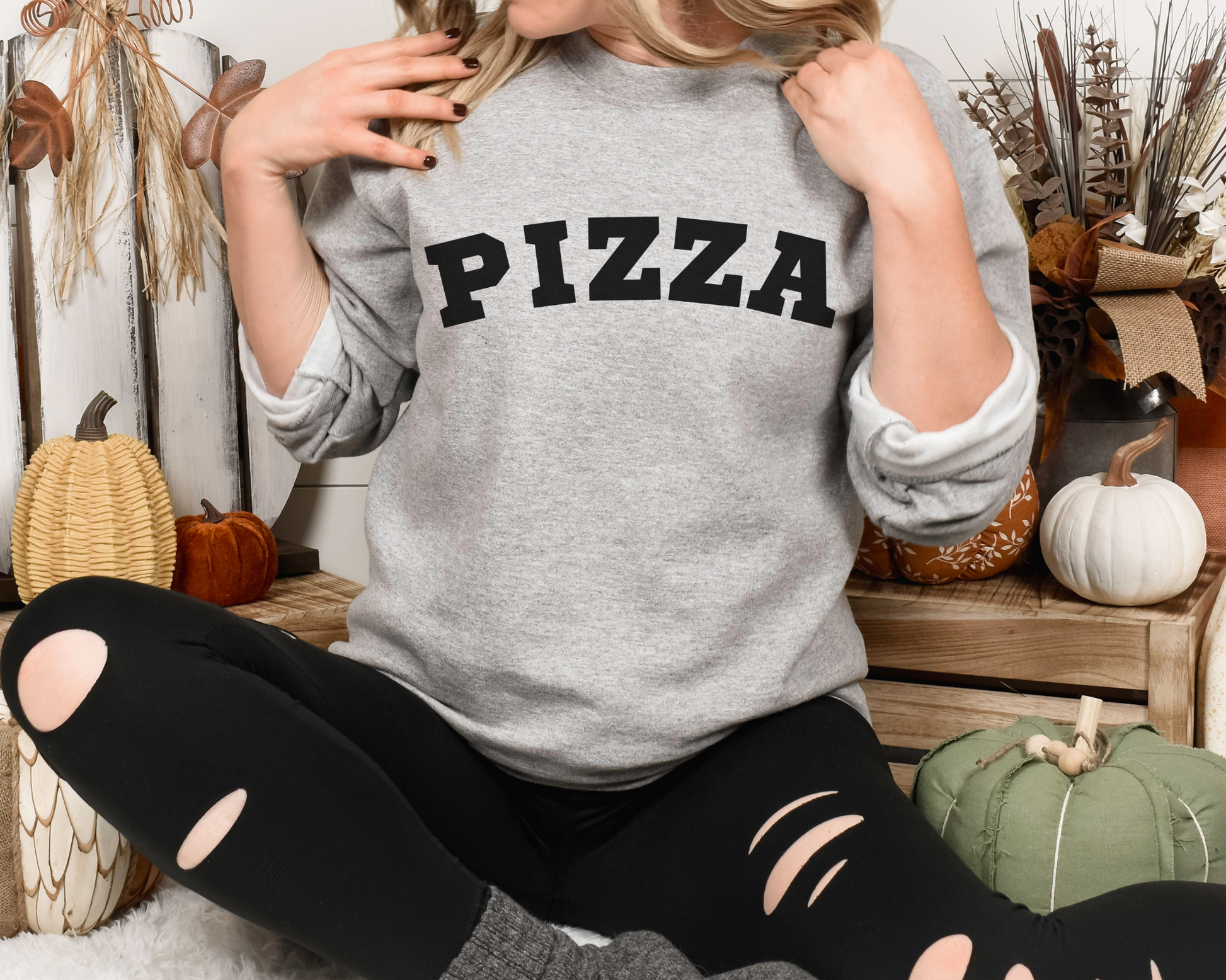 Pizza Sweatshirt in Sport Gray