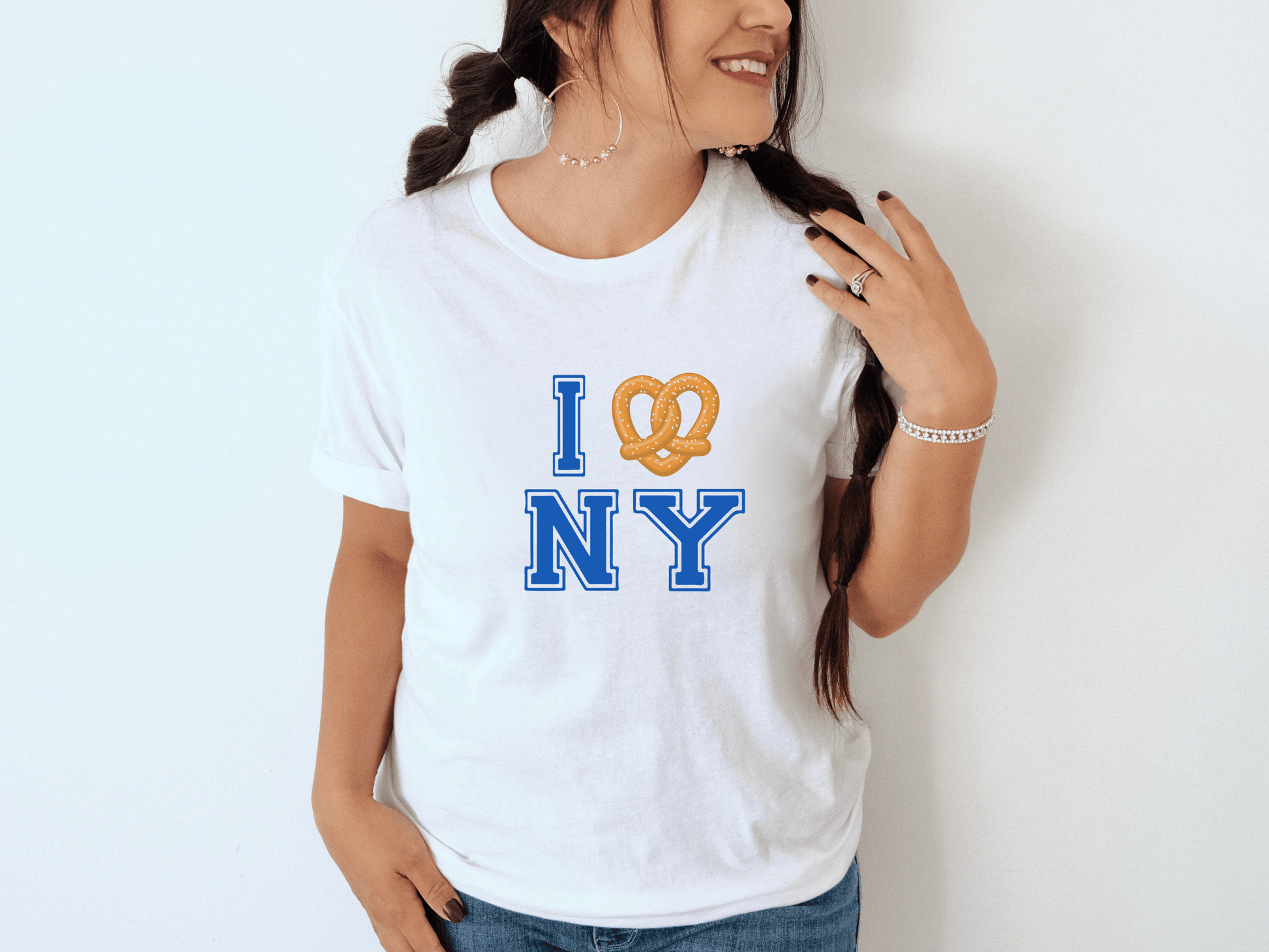 I Love (Pretzel) New York T-Shirt in White