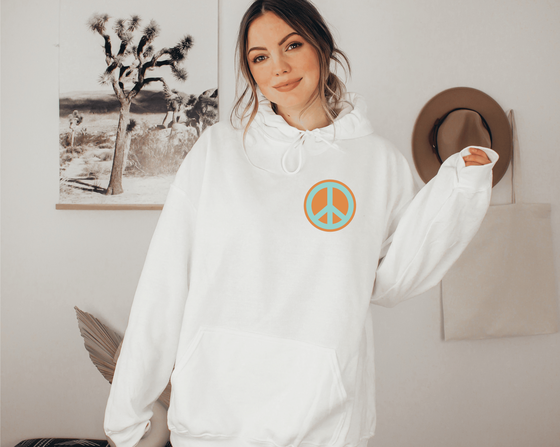 It's a Good Day to Have A Good Day Hoodie in White. Front of Hoodie. 