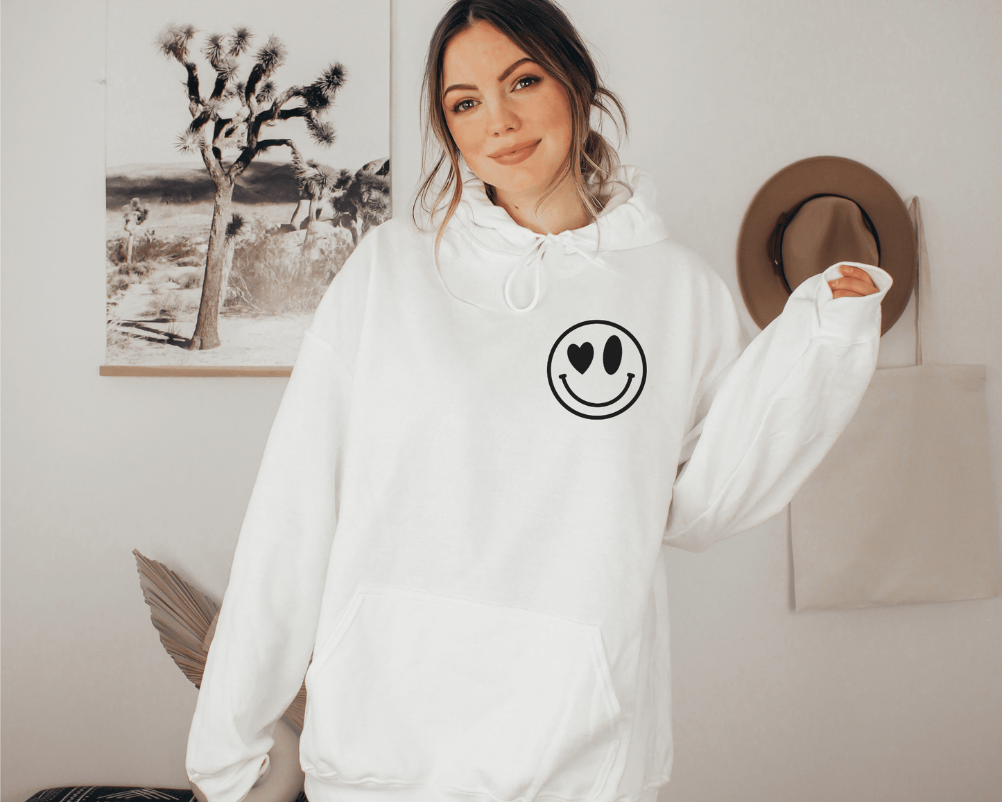 Grow with the Flow Hoodie in White, front of hoodie.
