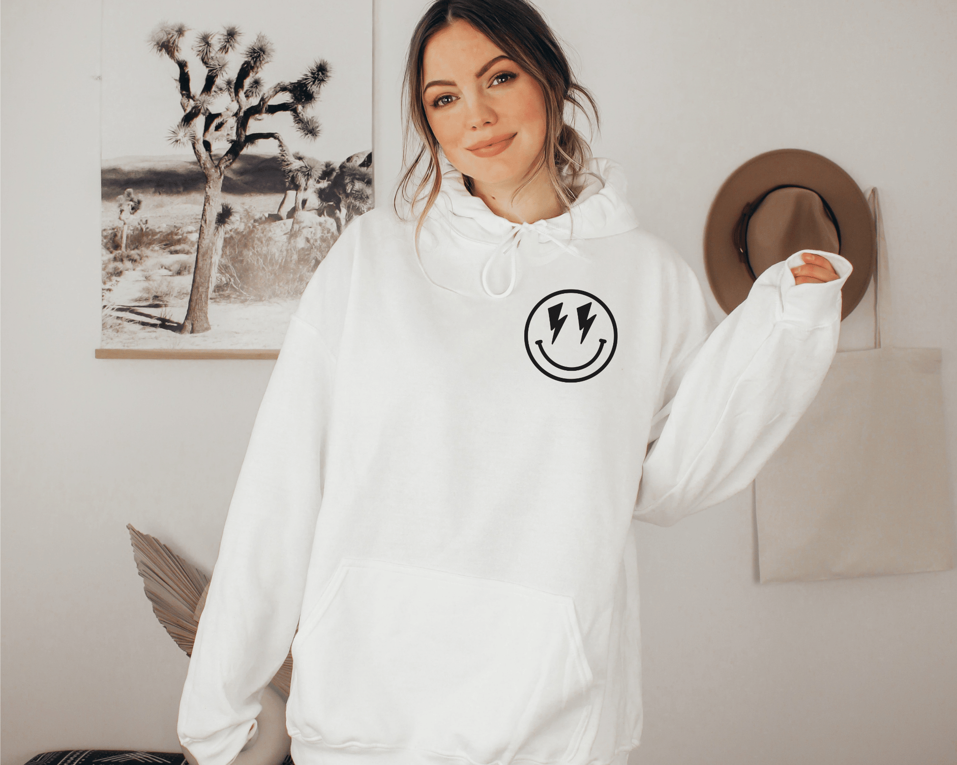 Real Not Perfect Hoodie in White, front of hoodie.