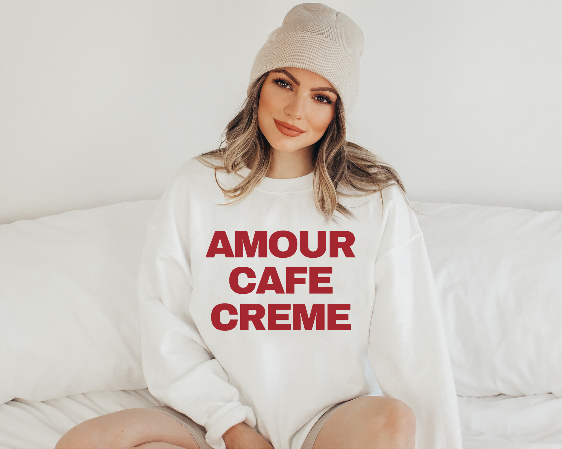 Amour Cafe Creme Sweatshirt in White